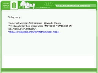 Lumped and distributed parameters: If the model is heterogeneous (varying state within the system) the parameters are distributed. If the model is homogeneous (consistent state throughout the entire system), then the parameters are lumped. Distributed parameters are typically represented with partial differential equations.EXAMPLEThe best and most easy example that we can treat in this topic, is the falling parachutist, who describes the second law of motion.Hypothesis:El tiempo de caída depende de la altura inicial.  Variables: M isthemass , g gravity, t time of thefallTHEN.