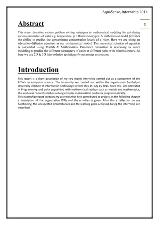 Mathematical modeling and parameter estimation for water quality ...