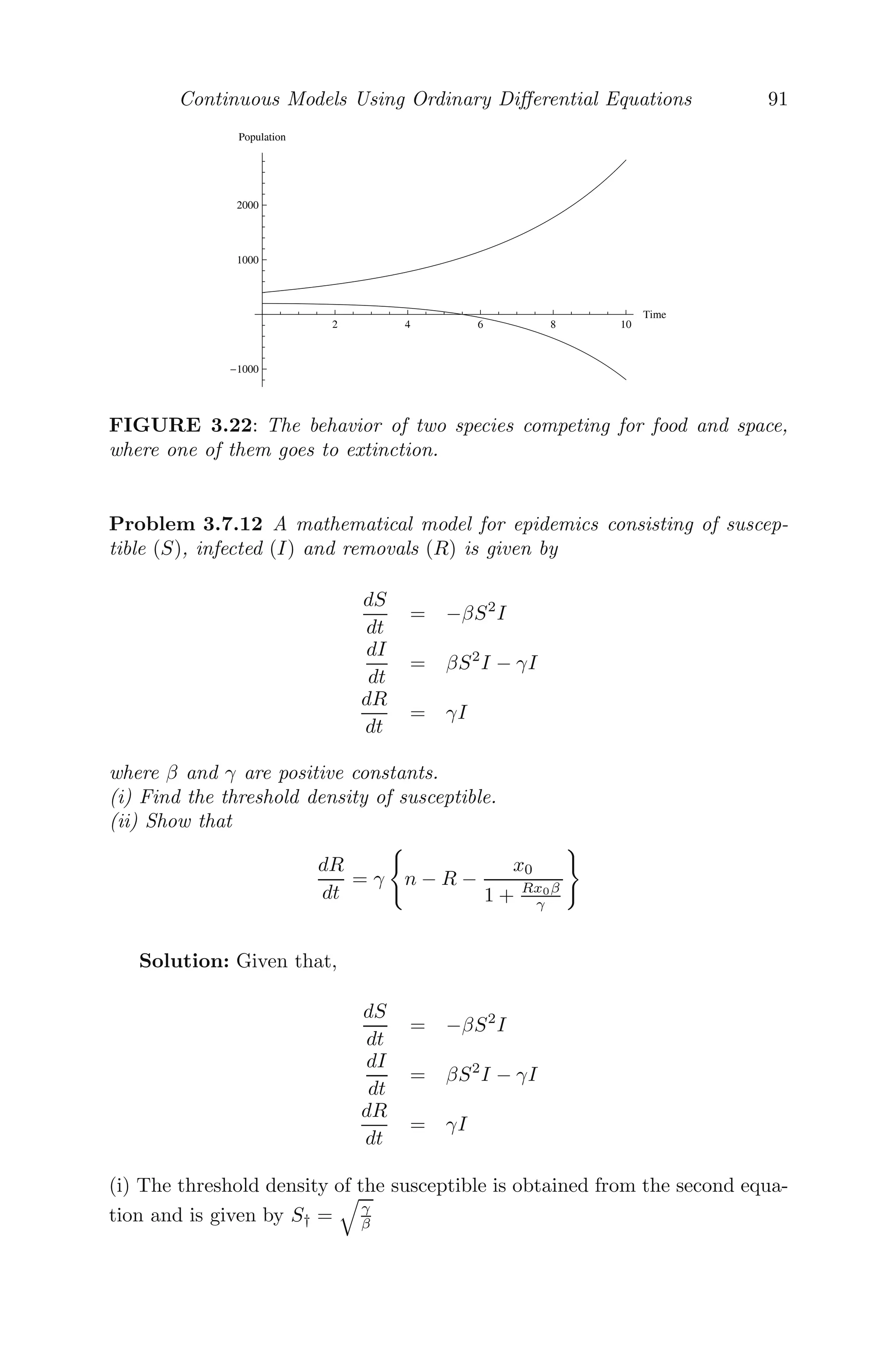 = 0
λ2
− (fx + gy)λ + fxgy − fygx = 0
λ2
− traceA λ + detA = 0
Let λ1 and λ2 be the two eigenvalues of the matrix A. The necessary and
suﬃcient condition that λ1 and λ2 will be negative (if real) or have negative
real parts (if complex) is
traceA = fx + gy  0
Det(A) = fxgy − fygx  0
One can also apply Routh-Hurwitz criteria to obtain the following:
(i) Quadratic Equation: λ2
+ a1λ + a2 = 0
Stability Criteria: a1  0, a2  0
(ii) Cubic Equation: λ3
+ a1λ2
+ a2λ + a3 = 0
Stability Criteria: a1  0, a2  0, a3  0, a1a2 − a3  0
(iii) Fourth Order Equation: λ4
+ a1λ3
+ a2λ2
+ a3λ + a4 = 0
Stability Criteria: ai  0(i = 1, 2, 3, 4), a1a2 −a3  0, a1a2a3 −a2
3 −a2
1a4  0
 