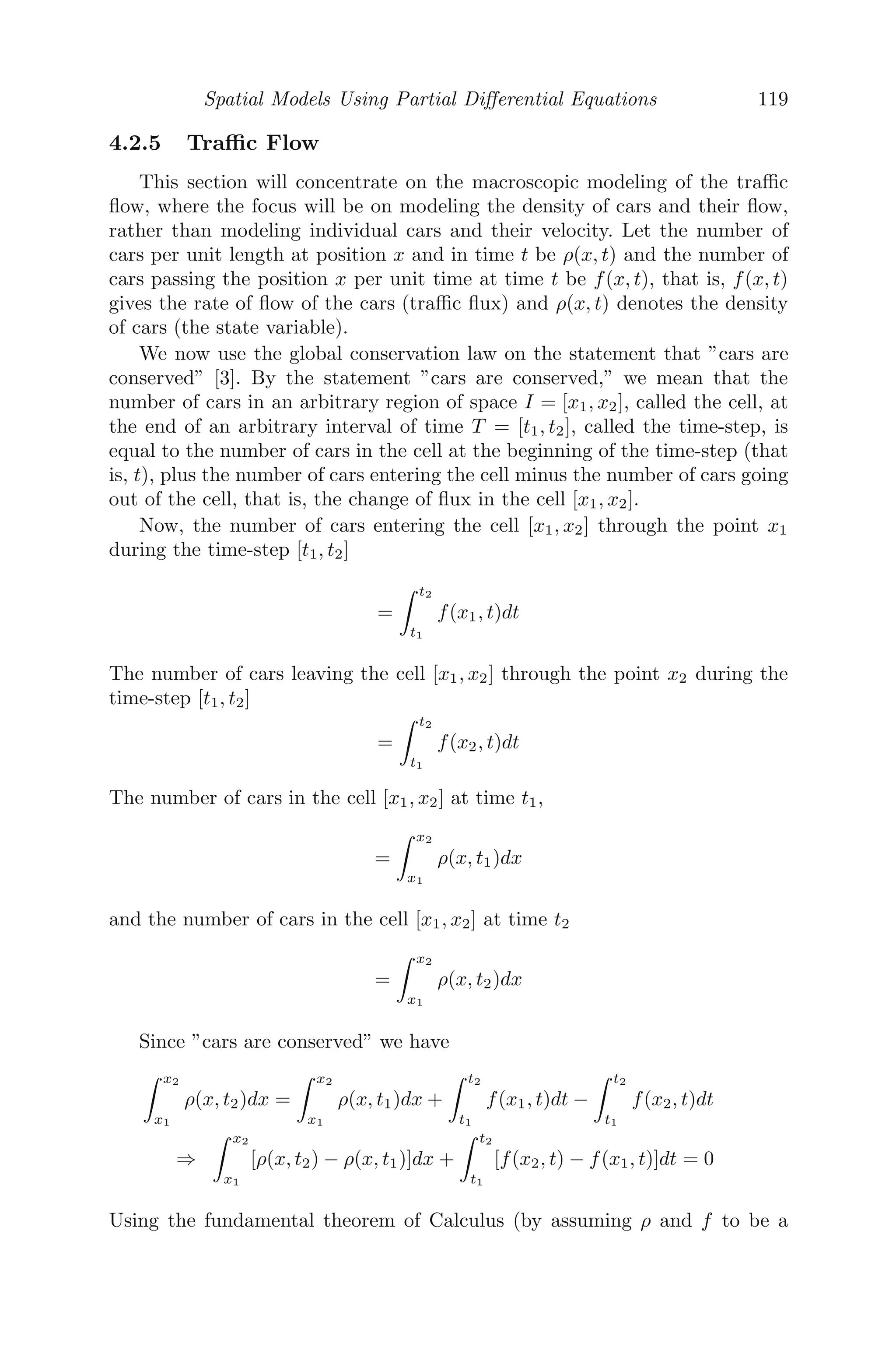 Continuous Models Using Ordinary Diﬀerential Equations 95
Species 2
Species 1
100 200 300 400 500
100000
200000
300000
400000
(a) Species behavior for a = 10−8
Species 2
Species 1
10 20 30 40 50
50000
100000
150000
200000
250000
300000
350000
(b) Species behavior for a = 10−6
FIGURE 3.23: The dynamics of blue whales and ﬁn whales population com-
peting for food.
2%
3%
4%
6%
7%
Fin Whales
Blue Whales
100 200 300 400 500
100000
200000
300000
400000
FIGURE 3.24: The behavior of blue whales with increasing intrinsic growth
rate.
from 3000 to 6000, the ﬁn whales survive but all the blue whales die out.
The non-zero equilibrium point (with E) is given by (230576 −
47.619E, 388471 − 47.619E) and both need to be positive, which implies
E  min(4842.1, 8157.9) ≈ min(4842, 8158). Therefore, the range of E for
which the number of whales of both species approaches a non-zero equilib-
rium is 0  E  4842.
(vi) Left to the reader (mathematica code is given).
(vii) It can be easily checked that for a = 1.231 × 10−7
, the blue whales
reduce to the level of around 6000 whales.
(viii) With initial populations x(0) = 6000, y(0) = 60000 and a = 10−8
,
Cx = 35000, Cy = 16000, the model predicts that the ﬁn whales survive and
 