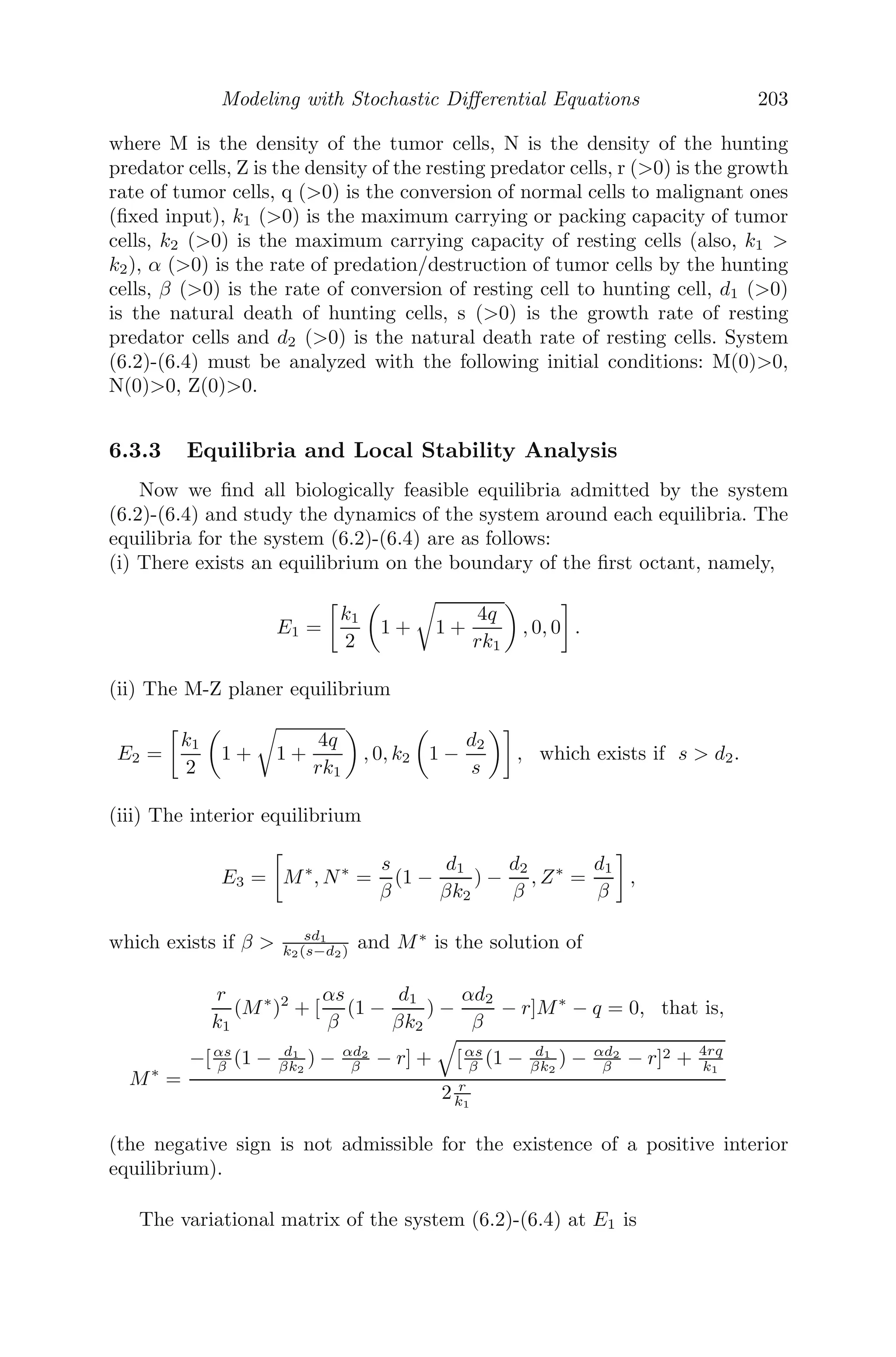 Modeling with Delay Diﬀerential Equations 159
0 5 10 15
0
5
10
15
20
25
30
35
40
45
Temperature
of
the
water
T(t)
0 5 10 15
0
10
20
30
40
50
60
0 5 10 15
0
10
20
30
40
50
60
70
0 5 10 15
−10
0
10
20
30
40
50
60
70
80
0 5 10 15
−200
−150
−100
−50
0
50
100
150
200
t−Time
0 5 10 15
−1.5
−1
−0.5
0
0.5
1
1.5
2
2.5
x 10
4 F
E
D
C
B
A
α = 0.5
α = 0.8 α = 1.1
α = 1.55 α = 1.8 α = 2.8
FIGURE 5.5: Varied temperatures of water for diﬀerent values of α. The
parameter values are Td = 40 ◦
C, τ = 1, initial history = 0.5 and α =
0.5, 0.8, 1.1, 1.55, 1.8 and 2.8 respectively.
may show initial discomfort with the start of the shower (Figure 5.5B,C).
One person will prefer the value of α = 1.55 while showering (a bathroom
singer?), which shows cyclic behavior (Figure 5.5D). For α = 1.8 and 2.8,
the temperature of the water is erratic and unpleasant while taking shower
(Figure 5.5E,F).
5.2.6 Two-Neuron System
A two-neuron system of self-existing neurons is given by [7, 132]
du1
dt
= −u1(t) + a1tanh[u2(t − τ21)]
du2
dt
= −u2(t) + a2tanh[u1(t − τ12)]
where u1(t) and u2(t) are the activities of the ﬁrst and second neurons re-
spectively, τ21 is the delay in signal transmission between the second neuron
and the ﬁrst neuron (τ12 can be explained in similar manner) and ai’s (i
= 1,2) are the weighing of the connection between the neurons. By taking
a1 = 2, a2 = −1.5, τ12 = 0.2, τ21 = 0.5 such that τ12 + τ21  0.8, numerically
it has been shown that the model is asymptotically stable about the origin
(see Figure 5.6 A1,A2,A3). For τ12 = 0.4, τ21 = 0.6 such that τ12 + τ21  0.8,
a periodic solution bifurcates from the origin; that bifurcation is supercritical
 
