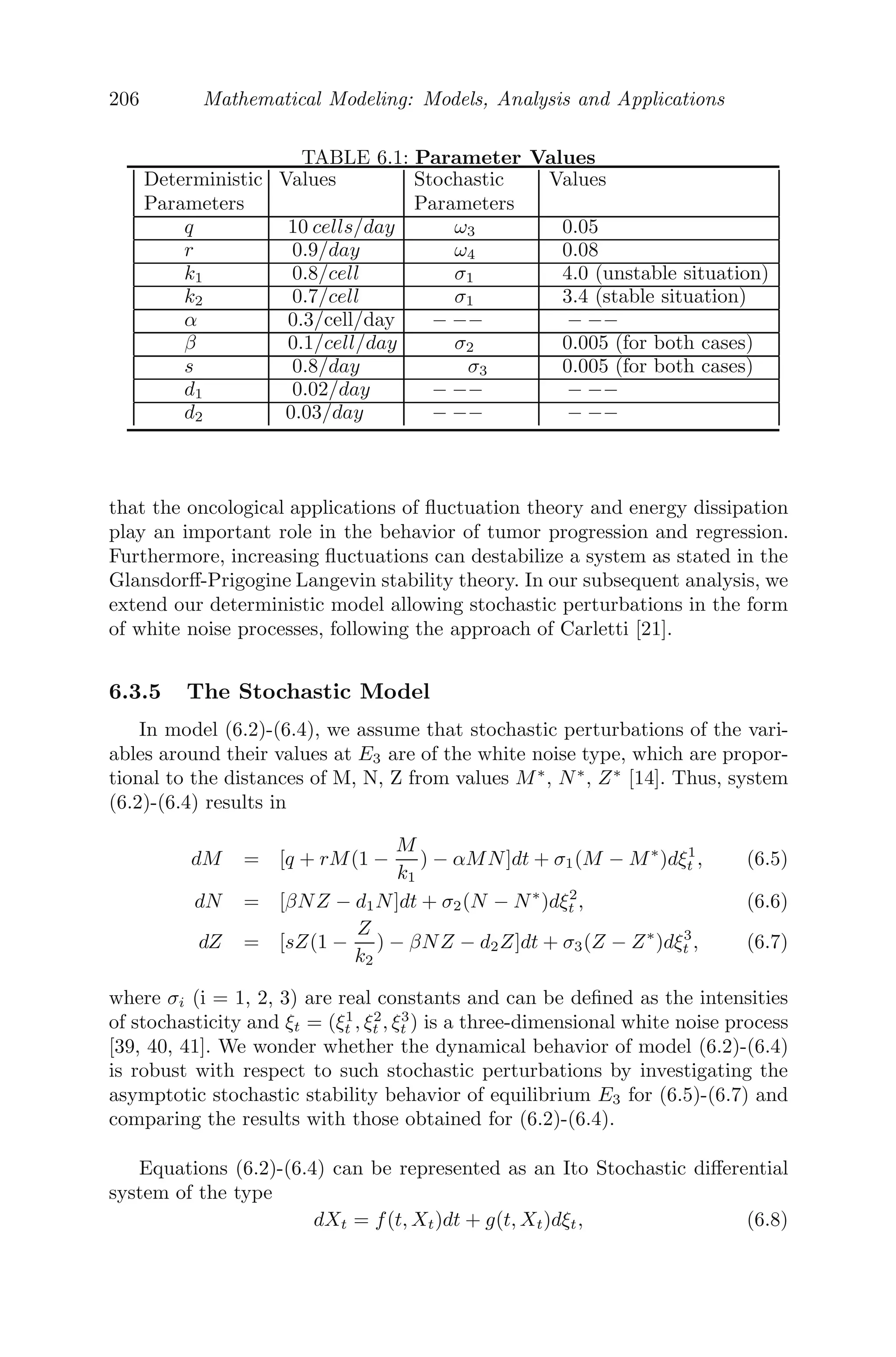 162 Mathematical Modeling: Models, Analysis and Applications
Then [123],
(i) If A + B  0, then x = 0 is unstable.
(ii) If A + B  0 and B ≥ A, then x = 0 is asymptotically stable.
(iii) If A + B  0 and B  A, then there exists τ∗
 0 such that x = 0
is asymptotically stable for 0  τ  τ∗
and unstable for τ  τ∗
. Also, there
exists a pair of imaginary roots at τ = τ∗
= cos−1 −A/B
B2−A2 .
Theorem 5.3.1.2 Consider a linear autonomous delay diﬀerential equation
of the form
dx
dt
+ a1x(t − τ1) + a2x(t − τ2) = 0 (5.4)
where a1, a2, τ1, τ2 ∈ [0 , ∞). The transcendental characteristic equation of
(5.4) can be obtained by substituting the ansatz x(t) = ceλt
in (5.4), which
results in
λ + a1e−λτ1
+ a2e−λτ2
= 0 (5.5)
where λ is a complex number.
(i) Let a2 = 0 and a1, τ1 ∈ (0, ∞). A necessary and suﬃcient condition for
all roots of λ + a1e−λτ1
= 0 to have negative real parts is 0  a1τ1  π
2 .
(ii) Let a1, a2, τ1, τ2 ∈ (0, ∞). A suﬃcient condition for all roots of (5.5) to
have negative real parts is a1τ1 + a2τ2  1 and a necessary condition for the
same is a1τ1 + a2τ2  π/2.
Theorem 5.3.1.3 Consider the characteristic equation of the form
P(λ) + Q(λ)e−λτ
= 0
where P and Q are polynomials with real coeﬃcients and τ( 0) is the discrete
time delay. Let,
(i) P(λ) = 0 in the region P(λ) ≥ 0,
(ii) Q(ib)  |P(ib)|, 0 ≤ b  ∞,
(iii) lim|λ|→∞, Re(λ)≥0 |Q(λ)
P (λ) | = 0, then, Real (λ)  0 for every root λ and all
τ ≥ 0.
Corollary: Suppose P(λ) has leading coeﬃcient one and let Q(λ) = c
(constant). If
(i) all roots of the polynomial P(λ) are real and negative and |P(0)|  |c| or
(ii) P(λ) = λ2
+ aλ + b, a, b  0 and either
(A1) b  |c| and a2
≥ 2b or (A2) a
√
4b − a2  2|c| and a2
 2b,
then Re(λ)  0 for every root λ and all τ ≥ 0.
 