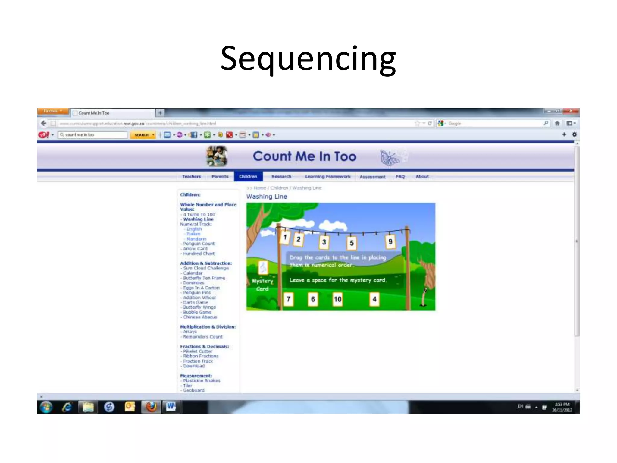Sequencing 
 