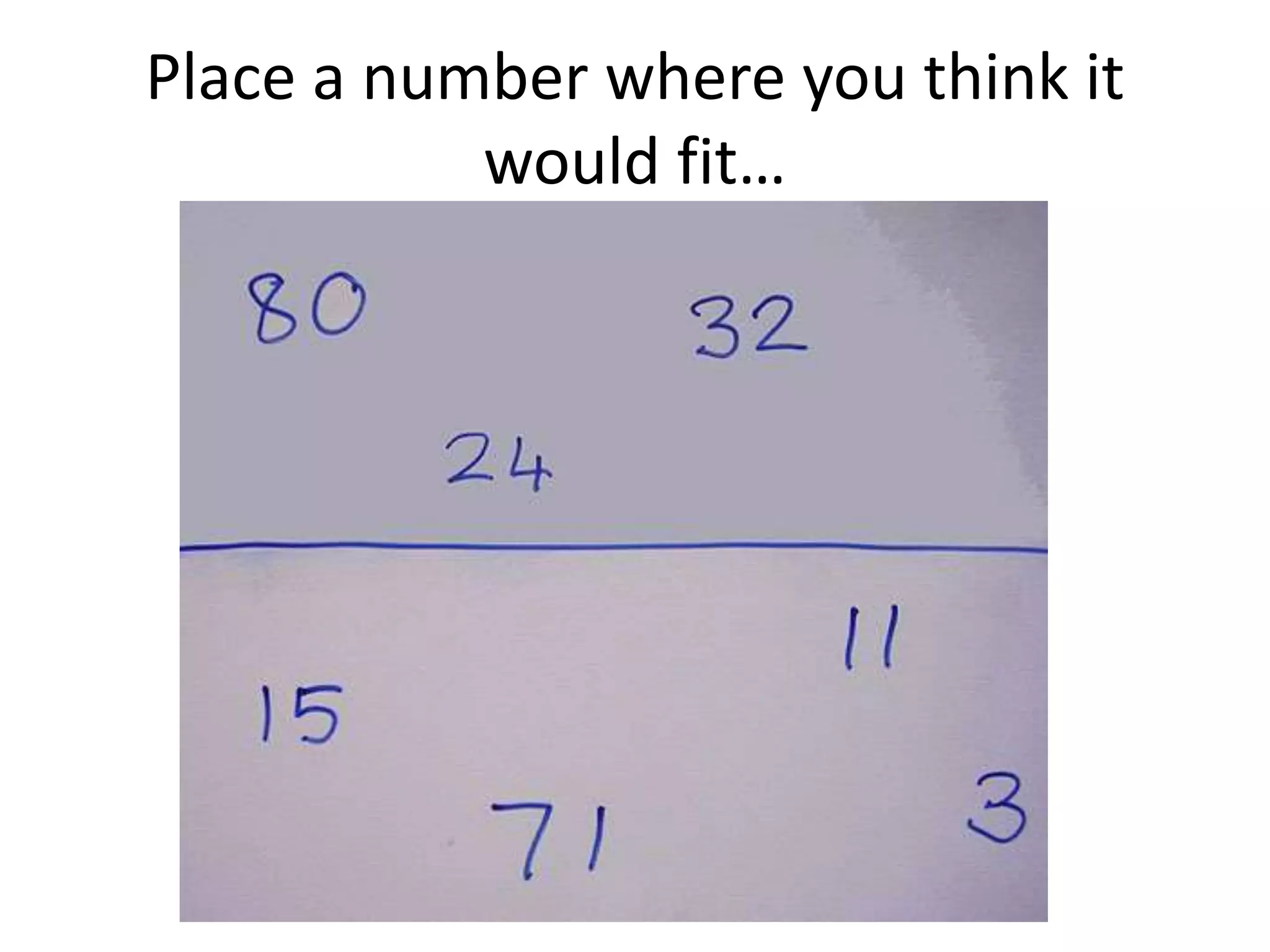 Place a number where you think it 
would fit… 
 