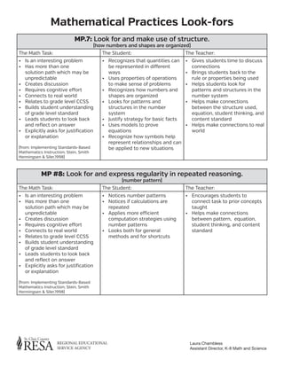 Mathematical Practices Look Fors