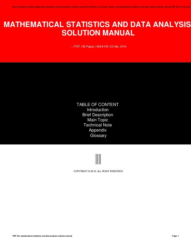 Mathematical statistics and data analysis solution manual