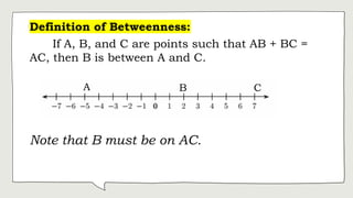 Betweenness Math Definition THE MATHEMATICAL SYSTEM (POINTS, LINES, AND PLANES) | PPTX