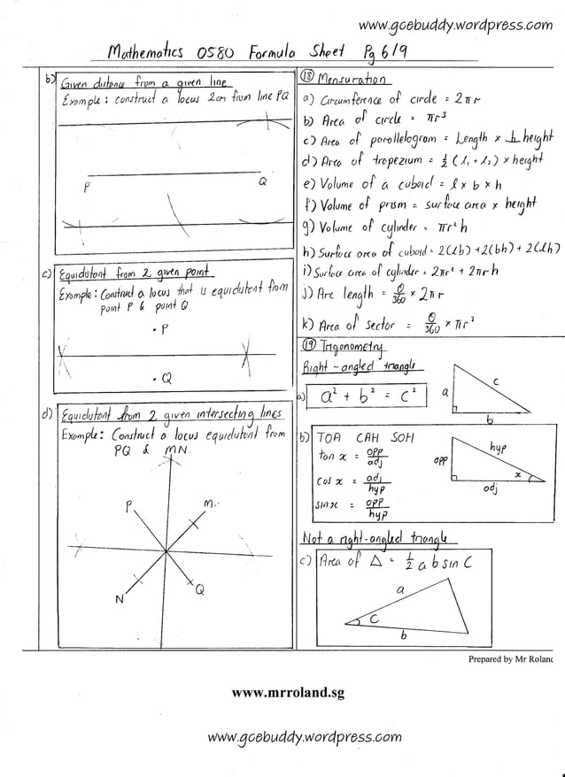IGCSE Formula Sheet PDF