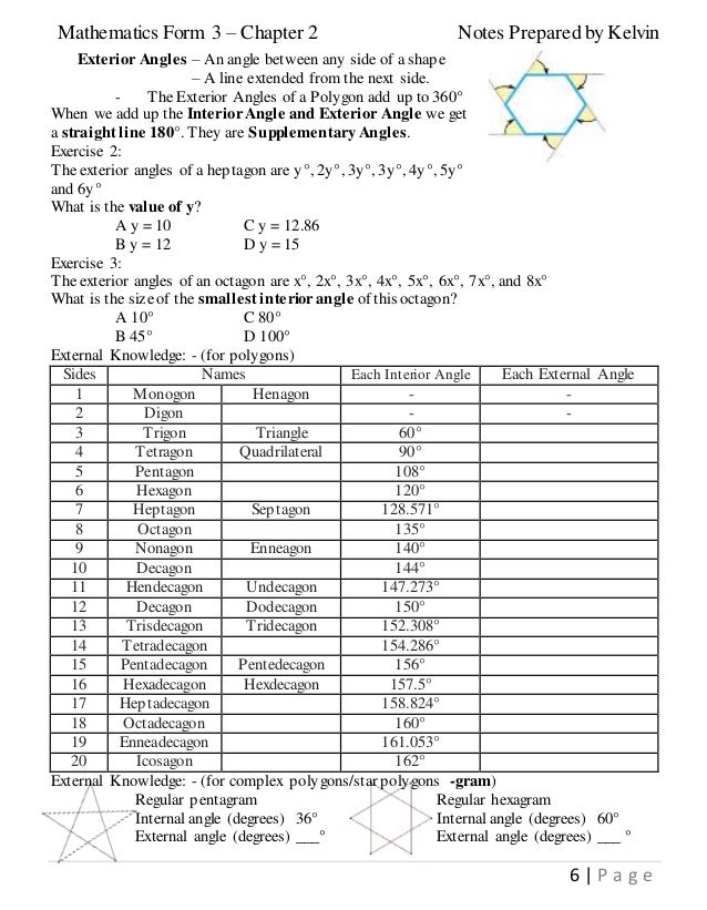 Mathematics Form 1 Chapter 9 Polygons KBSM Of Form 3 Chp 2