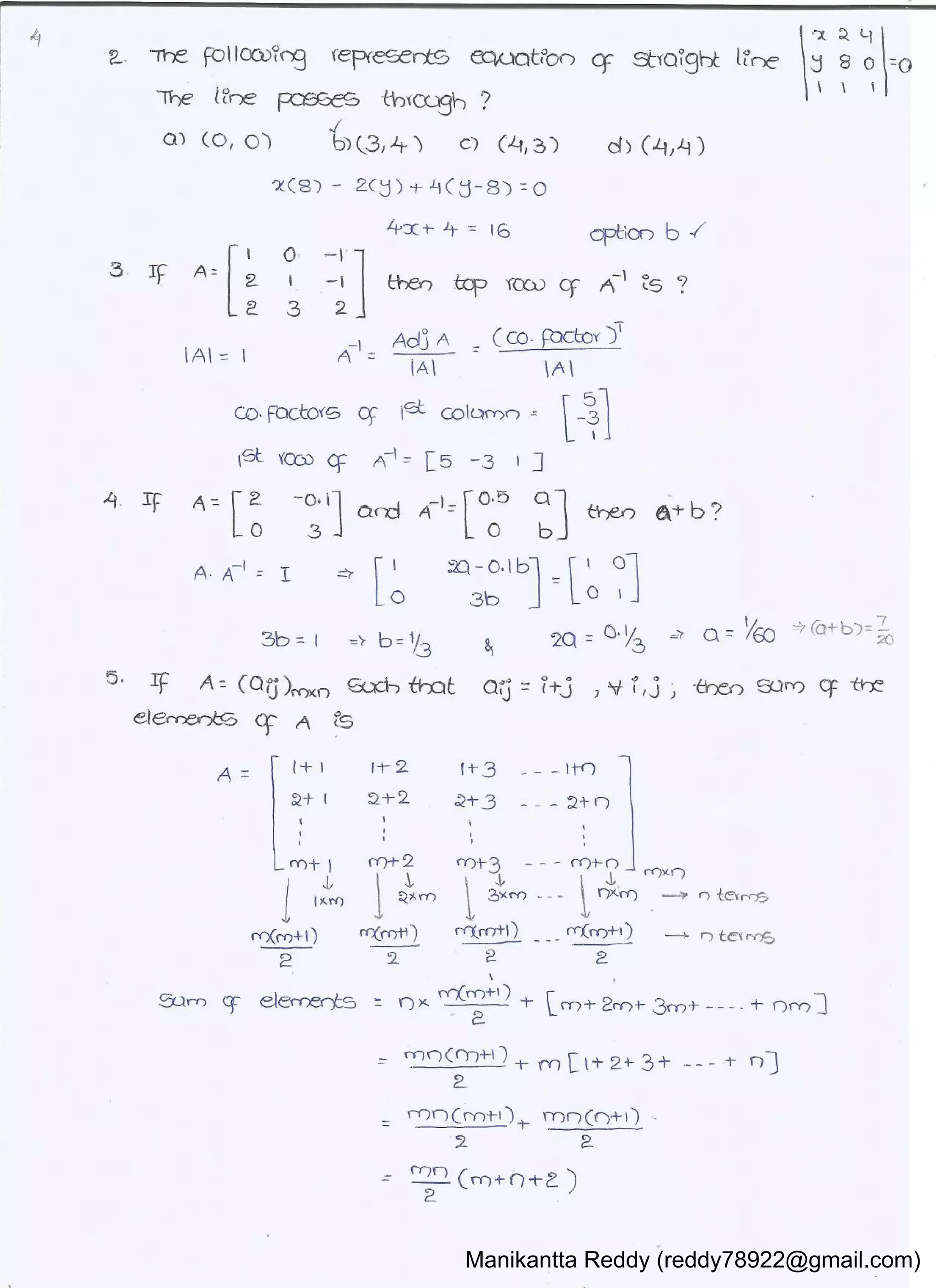 Mathematics 1 handwritten classes notes (study materials) for IES PSUs ...