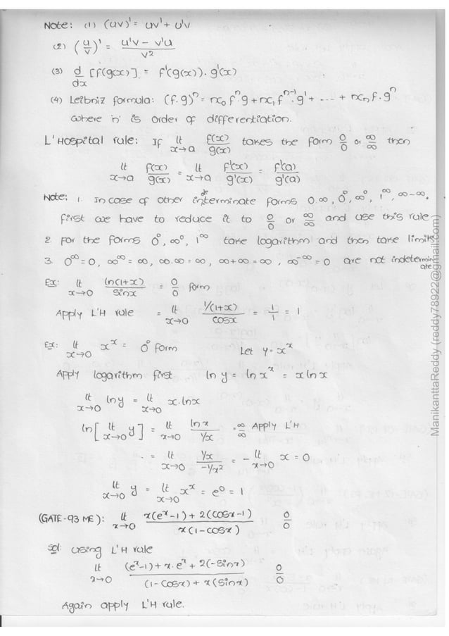 Mathematics 1 handwritten classes notes (study materials) for IES PSUs ...