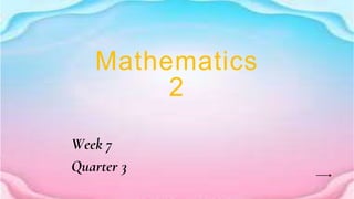 Week 7
Quarter 3
Mathematics
2
 