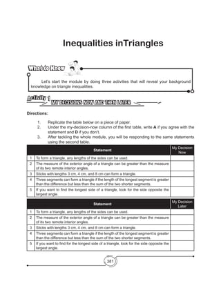 Mathematics 8 Triangle Inequality | PDF
