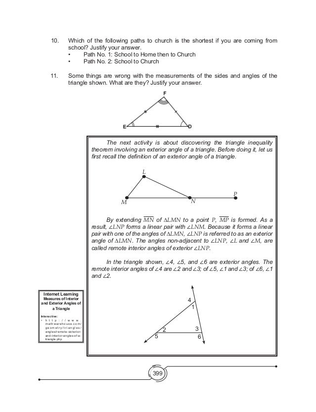 Mathematics 8 Triangle Inequality