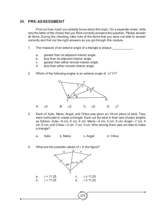 Mathematics 8 Triangle Inequality