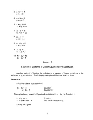 Mathematics 8 Systems of Linear Inequalities