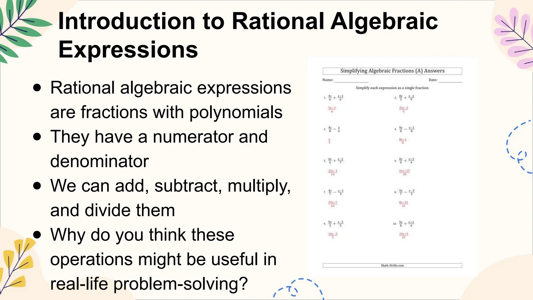 MATHEMATICS8 Q1 11. perform operations on rational algebraic ...