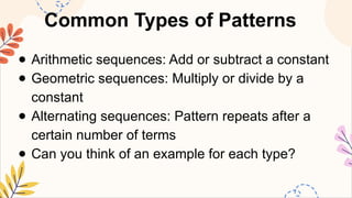 MATHEMATICS8 Q1 13. formulate the rule for finding the next term in a ...