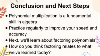 MATHEMATICS8 Q1 6. multiply simple monomials and binomials with simple ...