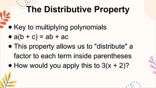 MATHEMATICS8 Q1 6. multiply simple monomials and binomials with simple ...