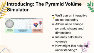 Pyramid Simulation MATHEMATICS8 Q2 4. explore inductively the volume of pyramids other ...