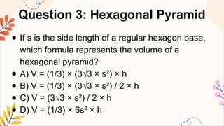 Hexagonal Pyramid Volume Sample Problem MATHEMATICS8 Q2 5. find the volume of pyramids other than square and ...