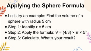 MATHEMATICS8 Q2 7. explore inductively the volumes of cones and spheres ...
