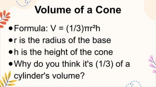 MATHEMATICS8 Q2 9. solve problems involving the volume of cones and ...