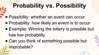 Improbable Image Example MATHEMATICS8 Q4 9. describe probability as a measure of the chance of ...