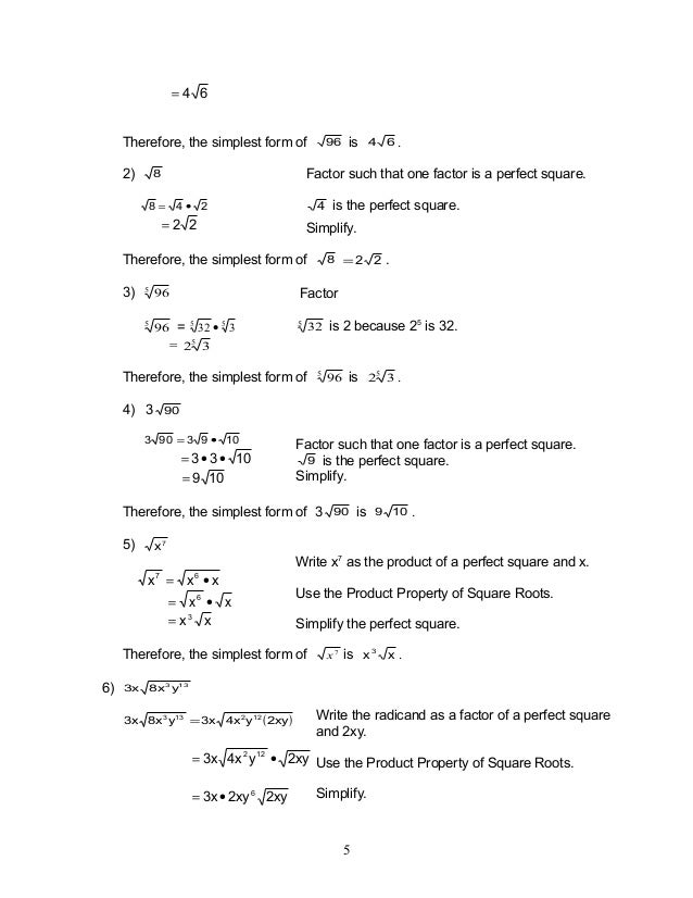 mathematics 9 radical expressions 2 8 64 in simplest form