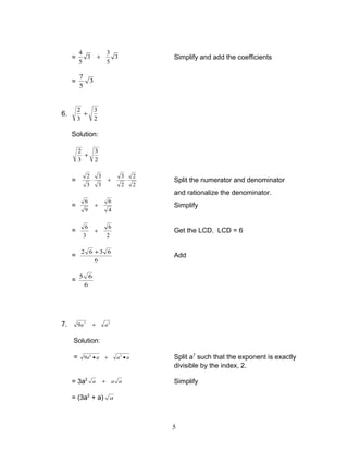 Mathematics 9 Radical Expressions 3 Mathematics 9 Radical Expressions 3