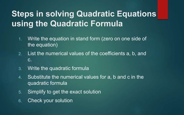 Mathematics 9 Lesson 1 B Solving Quadratic Equations Using Quadratic Mathematics 9 Lesson 1 B Solving Quadratic Equations Using Quadratic