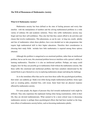 Mathematics anxiety | PDF