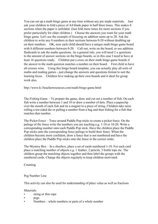 Mathematics classroom  activities