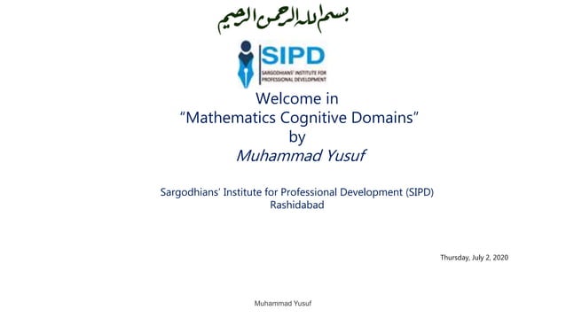 Mathematics cognitive domains | PPTX | Educational Assessment | Education