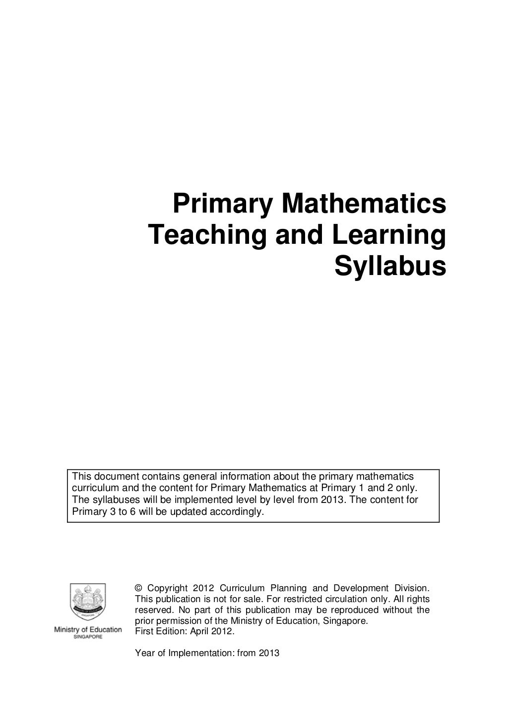The Mathematics Syllabus that has been adopted worldwide