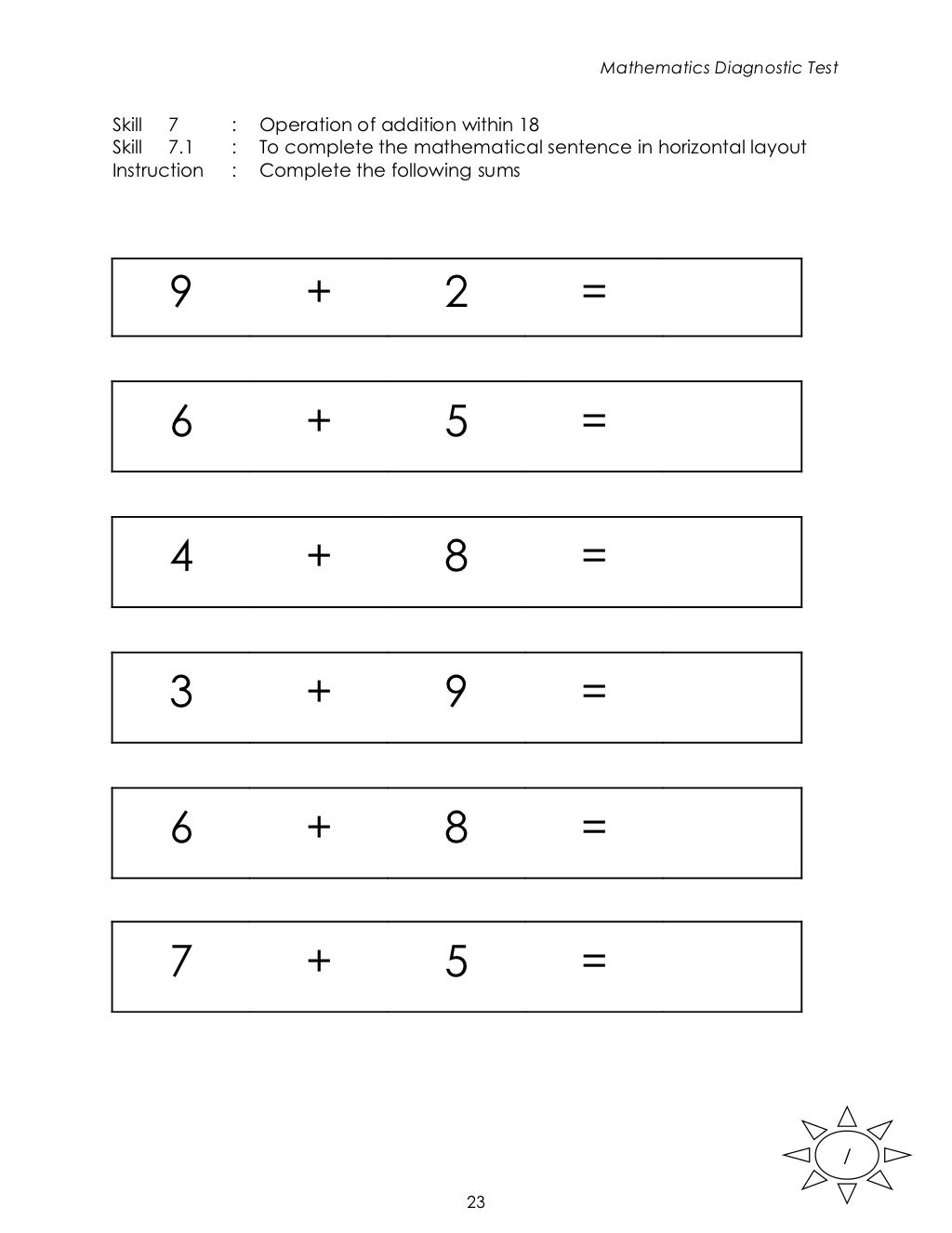 Mathematics diagnostics test