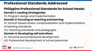 MATATAG Curriculum Training | 2024
Philippine Professional Standards for School Heads:
Domain 1: Leading Strategically:
1.5. Program design and implementation
Domain 3: Focusing on teaching and learning
3.1. School-based review, contextualization and implementation
of learning standards
3.2. Teaching standards and pedagogies
Domain 4: Developing self and others
4.1. Personal and professional development
4.5. Professional development of school personnel
7
Professional Standards Addressed
 