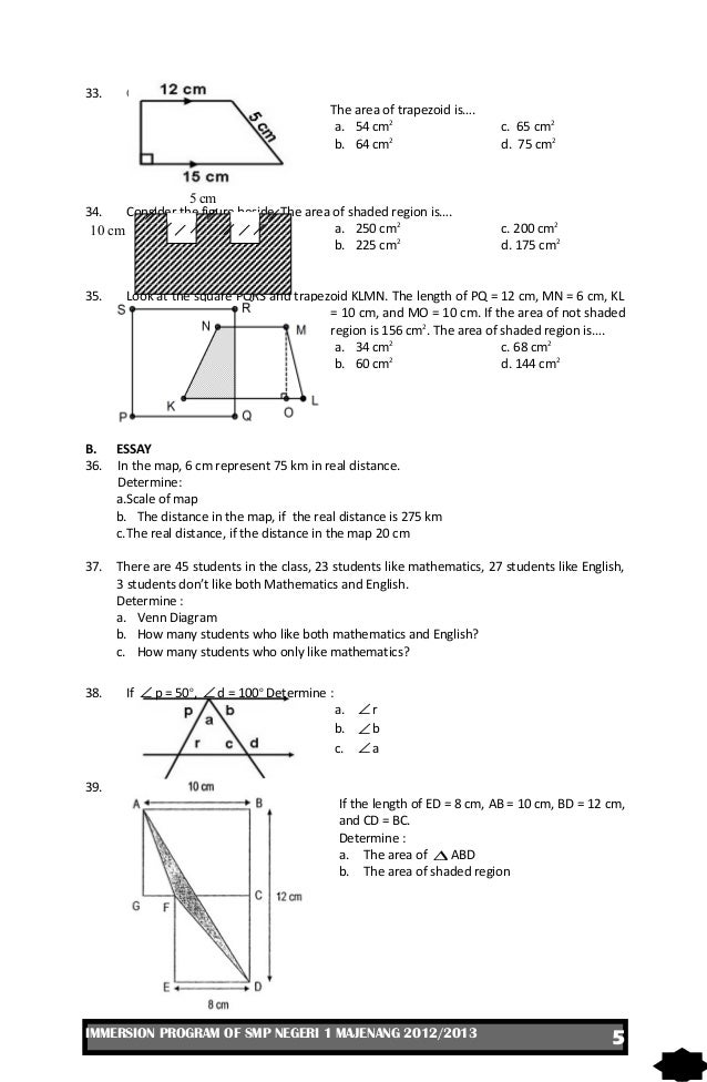 Ukk Matematika Kelas Vii 2013
