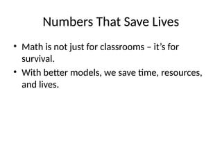 Disaster Pattern Mathematics Mathematics in Disaster Management school project | PPTX