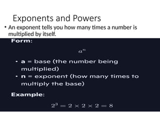 MATHEMATICs lec 1- exponents and Powers matha | PPTX