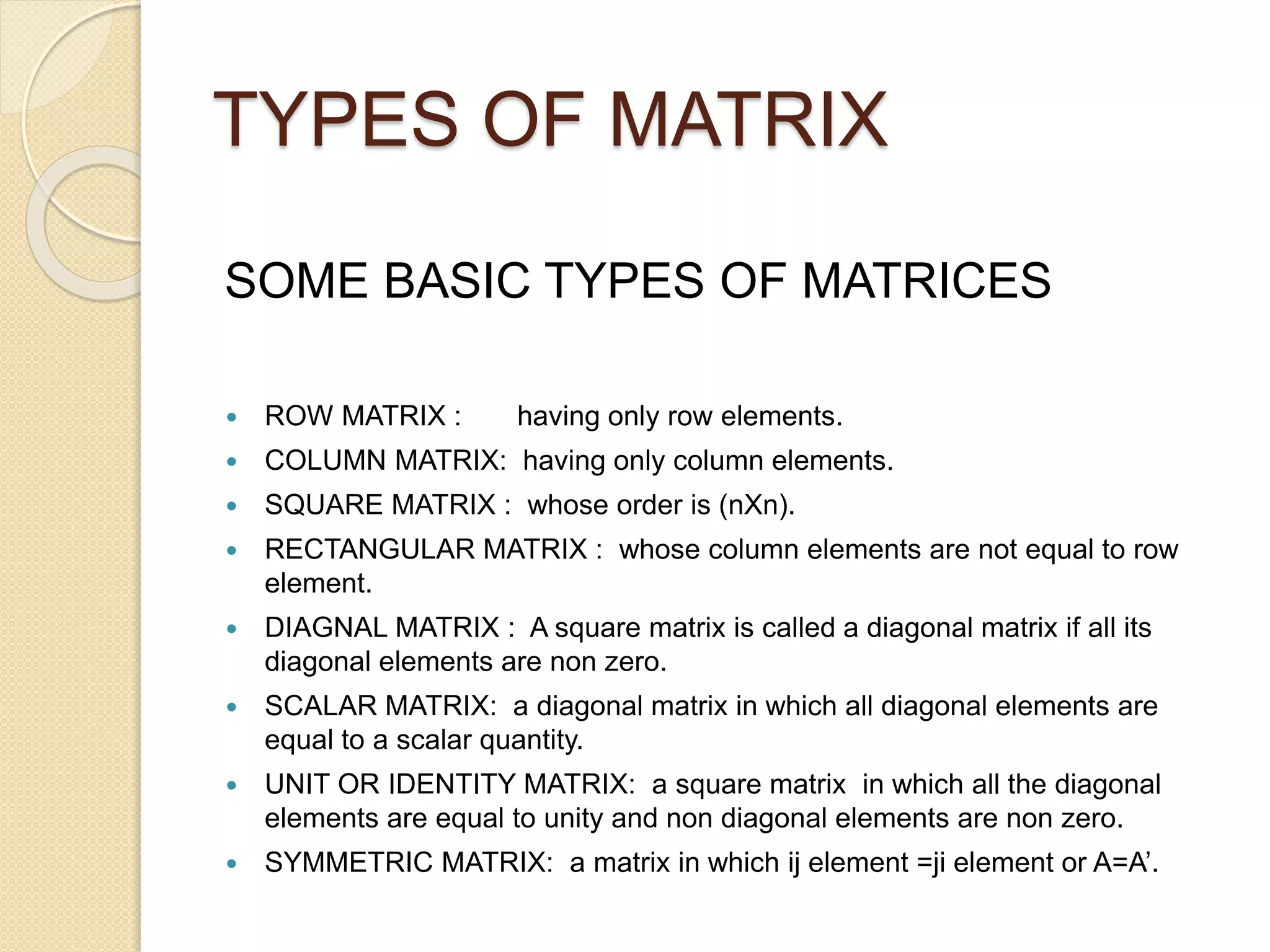 MATRICES AND ITS TYPE | PPTX