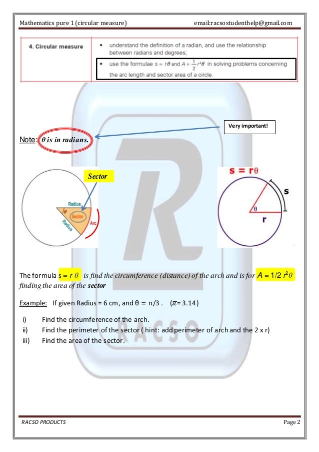 AS LEVEL CIRCULAR MEASURE GEOMETRY EXPLAINED