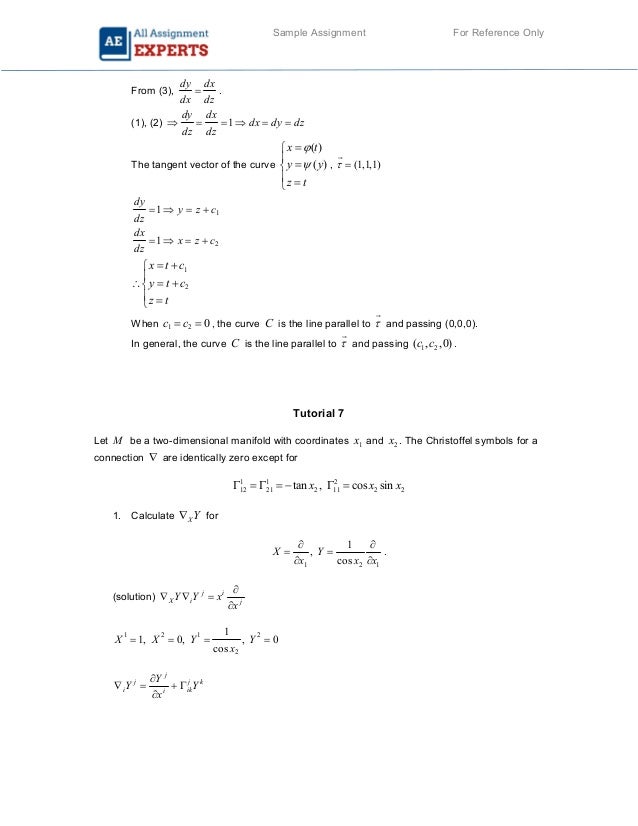 Mathematics sample assignment