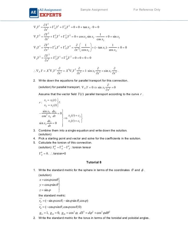 Mathematics sample assignment