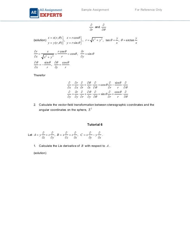 Mathematics sample assignment