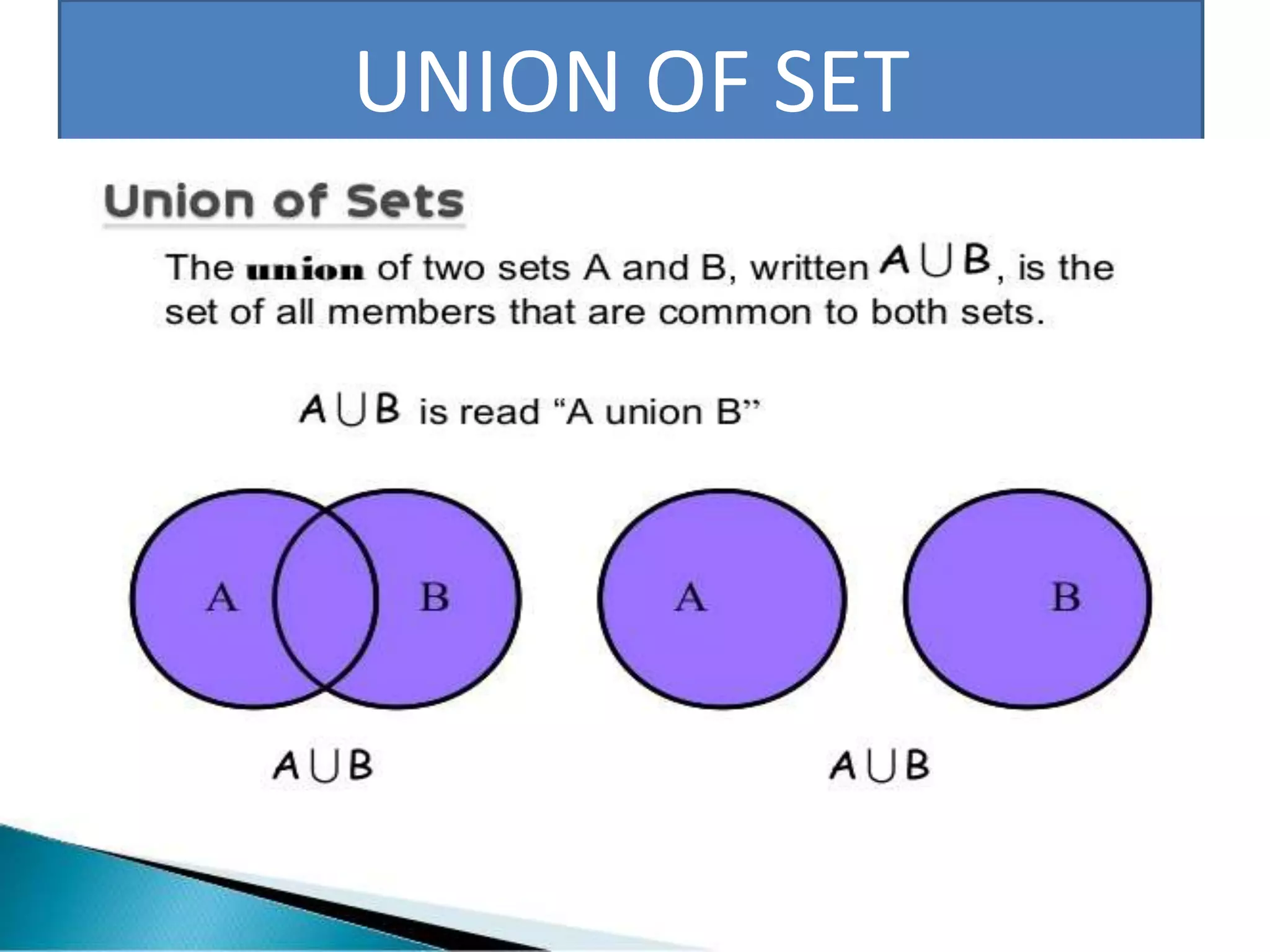UNION OF SET
 