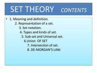 Mathematics set theory presentation. | PPTX