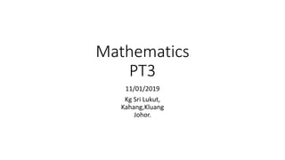 Mathematics
PT3
11/01/2019
Kg Sri Lukut,
Kahang,Kluang
Johor.
 