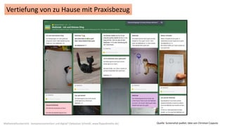 Mathematikunterricht - kompetenzorientiert und digital? (Sebastian Schmidt; www.flippedmathe.de)
Vertiefung von zu Hause mit Praxisbezug
Quelle: Screenshot padlet; Idee von Christian Czaputa
 
